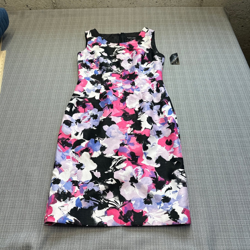 New Black Label Evan-Picone Floral Sheath Dress Size 2 Party Wedding Event